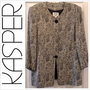Kasper and Company ASL, Blazer, women’s sz 16, paisley, taupe/tan & black, EUC